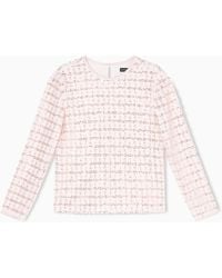 Emporio Armani - Tulle Top With Sequin And Bead Embroidery - Lyst