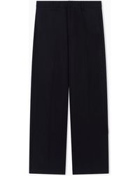 Emporio Armani - Virgin-Wool Cloth Trousers With Pleats - Lyst