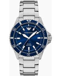 Emporio Armani - World Explorer Solar-Powered Three-Hand Stainless Steel Watch - Lyst