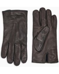 Emporio Armani - Lambskin Nappa Leather Gloves With Baguette Detail - Lyst