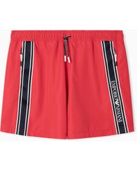 Emporio Armani - Swim Shorts With Logo Tape - Lyst