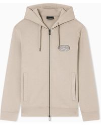 Emporio Armani - Sweat-Shirt À Capuche À Fermeture Zippée En Jersey Double Avec Logo Ea Brodé En Relief - Lyst
