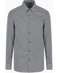 Emporio Armani - Hemd Aus Baumwollstretch Mit Musterprint - Lyst