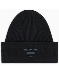 Emporio Armani - Gorro De Lana Con Vuelta Con Logotipo - Lyst