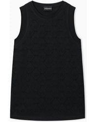 Emporio Armani - Mercerised Tank Top With Rhinestones - Lyst