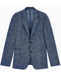 Emporio Armani - Unlined Tailored Wool Blazer With A Jacquard Micro Design - Lyst