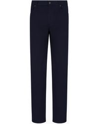 Emporio Armani - J76 Straight-Fit Five-Pocket Washed Twill Trousers - Lyst