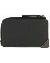 Emporio Armani - Tarjetero De Piel Con Cremallera Y Motivo Integral En Relieve - Lyst