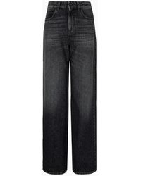 Emporio Armani - J8b High-waisted Wide-leg Jeans In Vintage-look Denim With A Logo Tag - Lyst