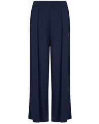 Emporio Armani - Loose-fit Loungewear Trousers In Fluid Viscose With Studded Eagle Logo - Lyst