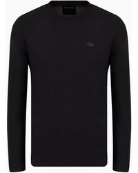 Emporio Armani - Supima Jersey Jumper With Micro Logo Patch - Lyst