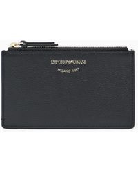 Emporio Armani - Zipped, Tumbled-Leather Card Holder - Lyst