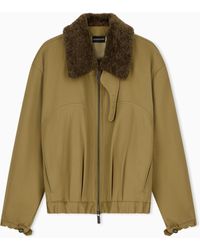 Emporio Armani - Cotton Blouson Jacket With A Plush Detachable Collar - Lyst