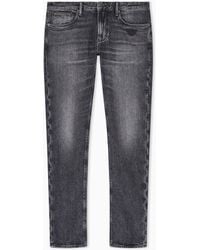 Emporio Armani - J06 Slim-Fit Washed Denim Jeans With Eagle Embroidery - Lyst