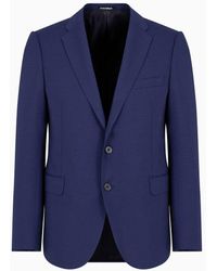 Emporio Armani - Slim-fit Single-breasted Jacket In Natural, Tropical, Stretchy, Light Wool - Lyst