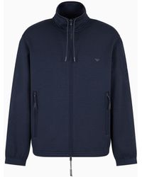 Emporio Armani - Travel Essential Sweatshirt Mit Durchgehendem Reißverschluss Aus Doppellagigem Jersey - Lyst