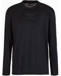 Emporio Armani - Asv Clubwear Oversize Sweater In Lyocell-blend Jersey With Rhinestone Patch - Lyst