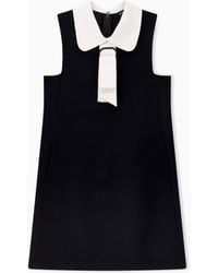 Emporio Armani - Sleeveless Dress With A Peter Pan Collar And A Front Tie - Lyst