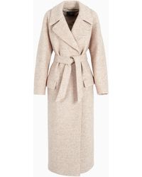 Emporio Armani - Icon Long, Mélange Wool-Blend Cloth, Double-Breasted Coat - Lyst