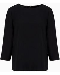 Emporio Armani - Envers-satin Blouse With 3/4 Sleeves - Lyst