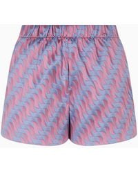 Emporio Armani - Two-tone Wave-pattern Jacquard Elasticated-waist Shorts - Lyst