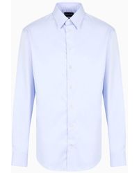 Emporio Armani - Modern-fit, Stretch-cotton, Non-iron Shirt With A Stiff Collar - Lyst