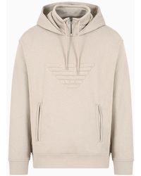 Emporio Armani - Hooded Jersey Sweatshirt With Embossed Domed Logo - Lyst