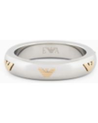 Emporio Armani - Two-Tone Stainless Steel Band Ring - Lyst