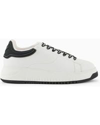Emporio Armani - Leather Sneakers With Rubber Backs - Lyst