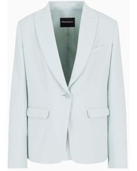 Emporio Armani - Asv Single-breasted Jacket In Recycled Techno Crêpe - Lyst