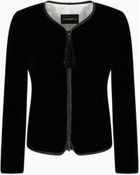 Emporio Armani - Veste Zippée En Velours Avec Pampille Asv - Lyst