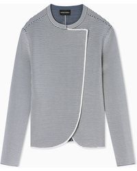Emporio Armani - Ottoman Fabric Jacket With Off-Centre Closure - Lyst