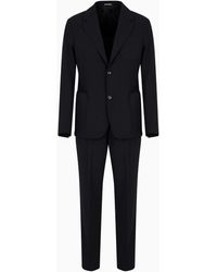 Emporio Armani - Einreihiger Anzug In Slim Fit Aus Bi-stretch-schurwollgewebe - Lyst