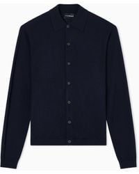 Emporio Armani - Travel Essentials Plain-Knit Virgin-Wool Cardigan - Lyst