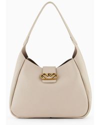 Emporio Armani - Leather Hobo Shoulder Bag With Eagle Buckle - Lyst
