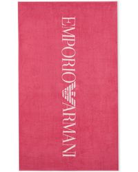 Emporio Armani - Toalla De Playa De Rizo Con Logotipo Essential - Lyst