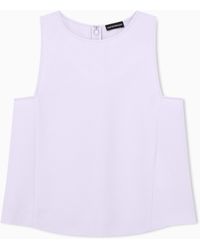 Emporio Armani - Textured Sleeveless Top With Round Neckline And Back Zip - Lyst