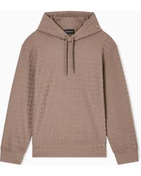 Emporio Armani - Asv Lyocell-Blend Jacquard Jersey Hooded Sweatshirt With Repeated Eagle Motif - Lyst