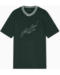 Emporio Armani - Slim-Fit, Heavy Jersey T-Shirt With Logo Signature Embroidery - Lyst