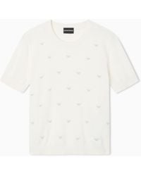 Emporio Armani - Jumper With All-Over Micro Eagle Embroidery - Lyst