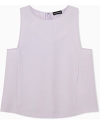 Emporio Armani - Textured Sleeveless Top With Round Neckline And Back Zip - Lyst