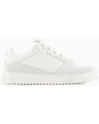 Emporio Armani - Leather And Suede Sneakers With Ea Logo - Lyst