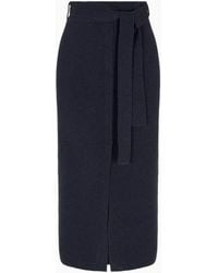 Emporio Armani - Langer Woll-Rock Mit Schlitz Und Gürtel - Lyst