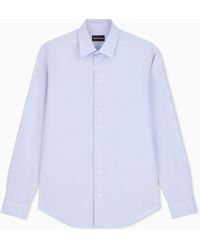Emporio Armani - Cotton Dress Shirt With A Pointed Collar And Buttoned Cuffs - Lyst