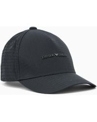 Emporio Armani - Jacquard Nylon Baseball Cap With All-Over Logo Lettering - Lyst