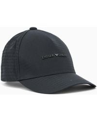 Emporio Armani - Jacquard Nylon Baseball Cap With All-Over Logo Lettering - Lyst