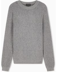Emporio Armani - Brushed Mohair Blend Wool Sweater - Lyst