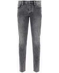 Emporio Armani - J75 Slim-fit Jeans In Marble-wash, Jersey Fleece-feel Stretch Denim - Lyst