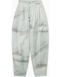 Emporio Armani - Trousers With Landscape Print And Pleated High Waist And Wide Leg - Lyst