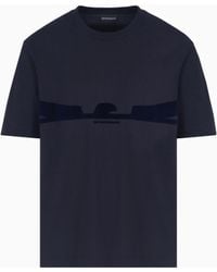 Emporio Armani - Asv Jersey T-Shirt With Contoured Eagle Flocked Print - Lyst